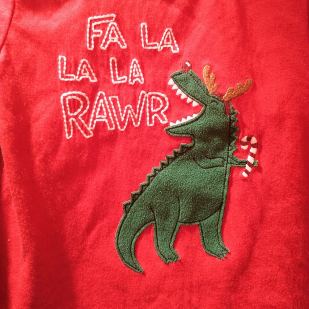 18m Carters Two Piece Dinosaur Holiday Christmas Pajamas